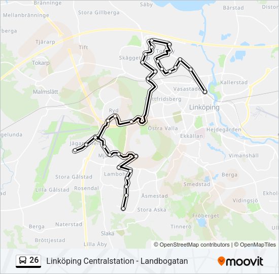 26 Route: Schedules, Stops & Maps - Linköping Centralstation