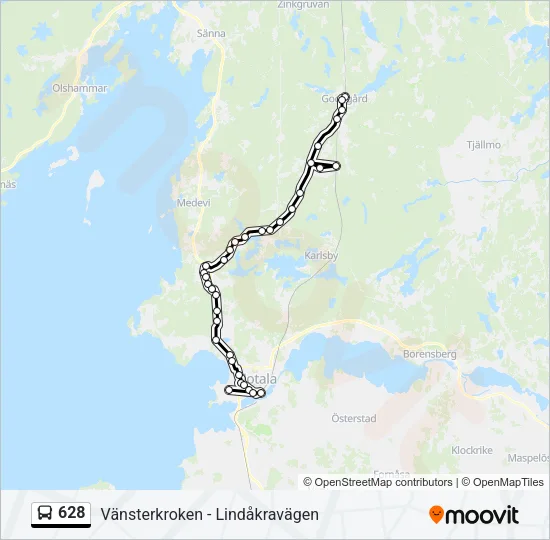 628 Bus Line Map