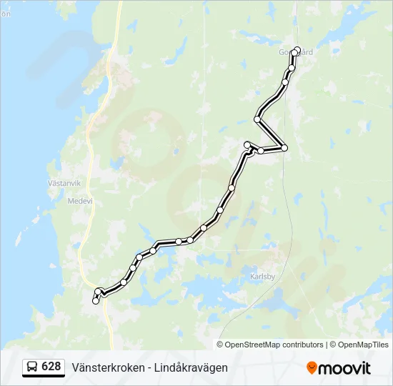 628 Bus Line Map
