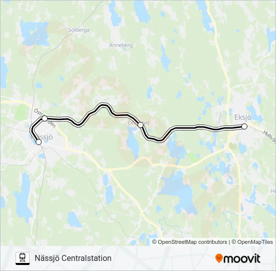 EKSJÖ STATION - NÄSSJÖ CENTRALSTATION  Linje karta