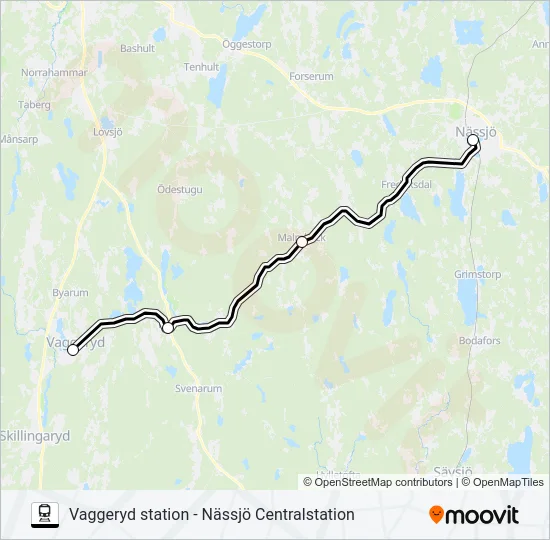 VAGGERYD STATION - NÄSSJÖ CENTRALSTATION  Line Map