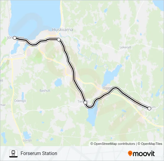 JÖNKÖPING CENTRALSTATION - NÄSSJÖ CENTRALSTATION  Line Map