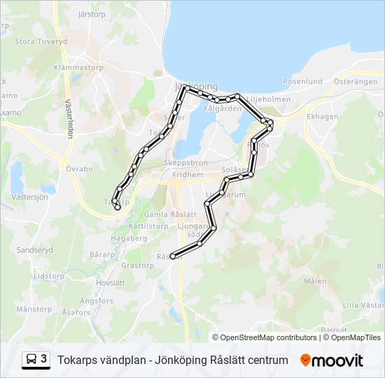 3 Rutt: Tidtabeller, Hållplatser & Kartor - Tokarps Vändplan (Uppdaterat)