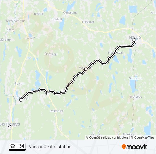 134 Route Schedules, Stops & Maps Nässjö Centralstation (Updated)