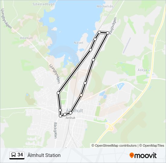 34 bus Line Map