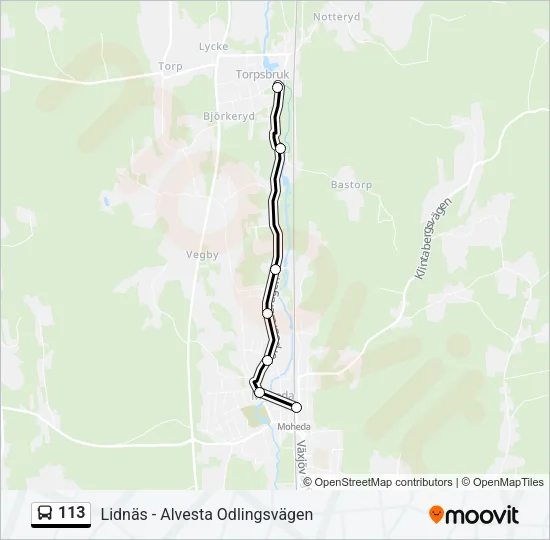 113 Bus Line Map