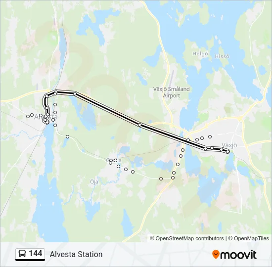 144 buss Linje karta