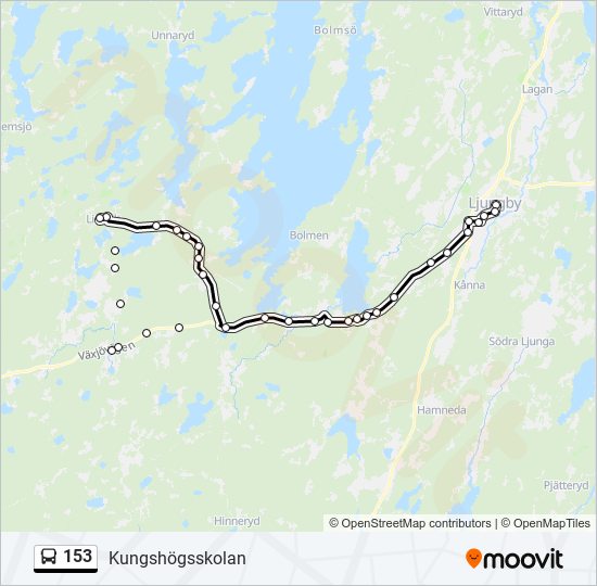 153 bus Line Map