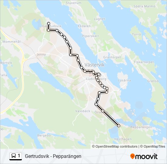 1 bus Line Map