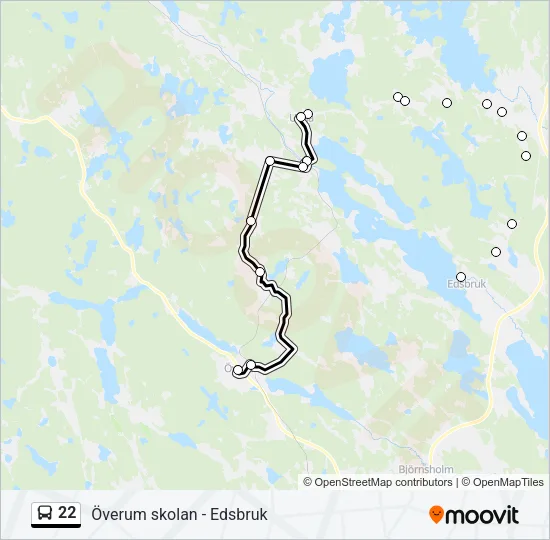 22 buss Linje karta