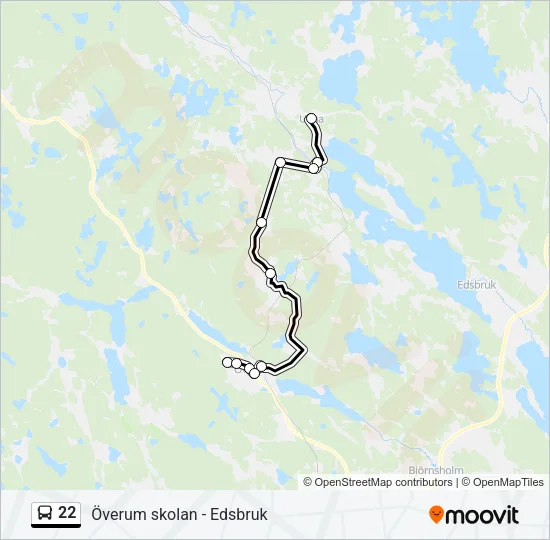 22 buss Linje karta