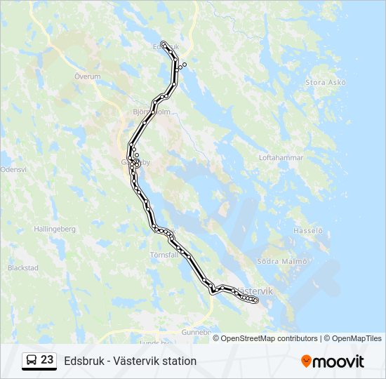 23 bus Line Map