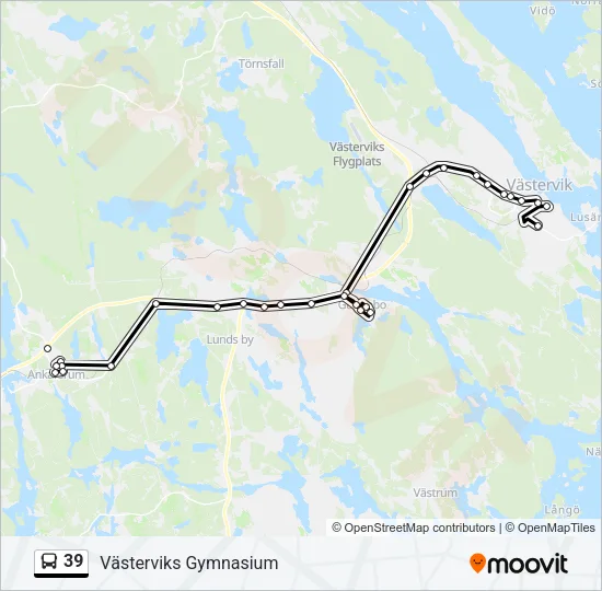 39 buss Linje karta
