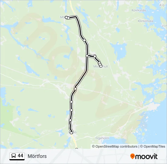 44 buss Linje karta