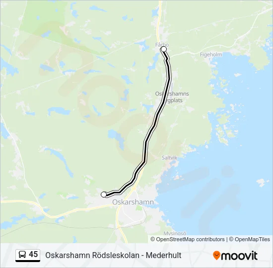 45 buss Linje karta