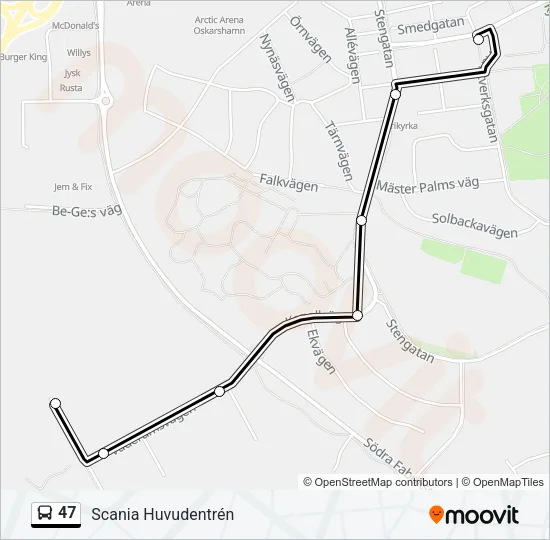 47 Bus Line Map