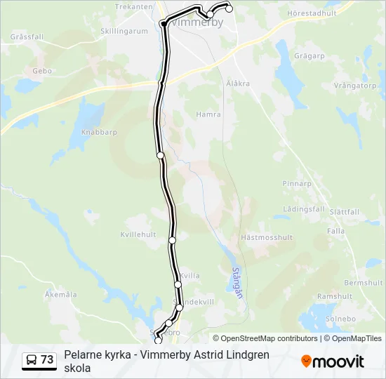 73 buss Linje karta