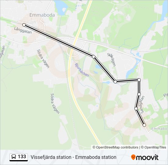 133 bus Line Map