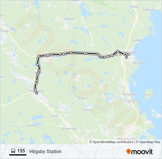 155 bus Line Map