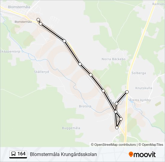 164 bus Line Map