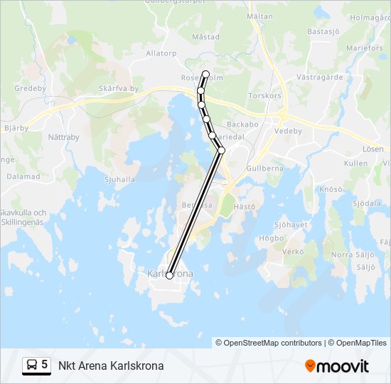 5 Route: Schedules, Stops & Maps - Nkt Arena Karlskrona (updated)