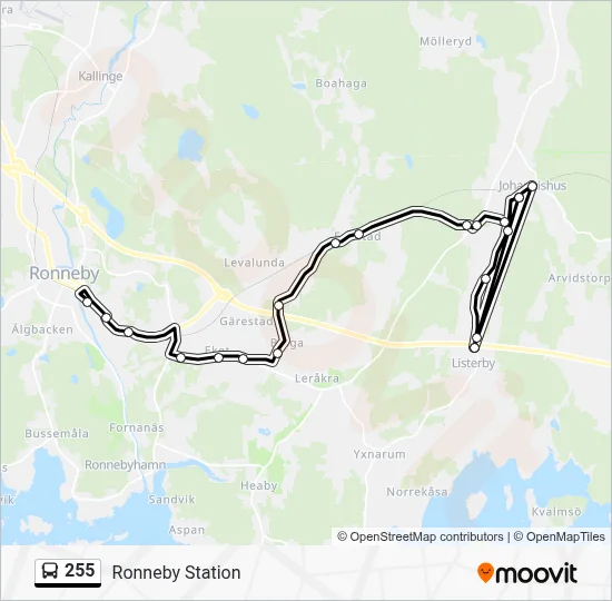 255 Rutt: Tidtabeller, Hållplatser & Kartor - Ronneby Station (Uppdaterat)