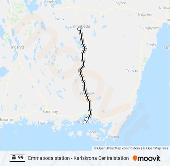 99 spårvagn Linje karta