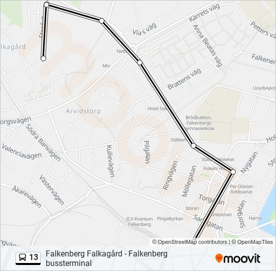 13 bus Line Map