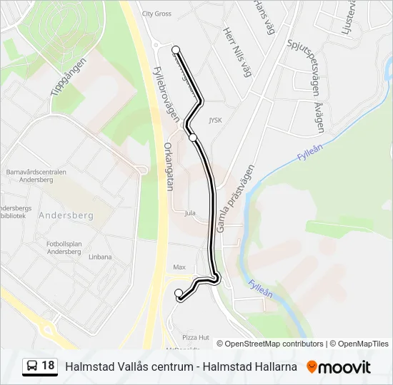 18 Bus Line Map