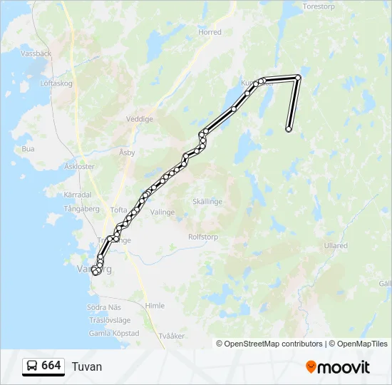 664 Bus Line Map