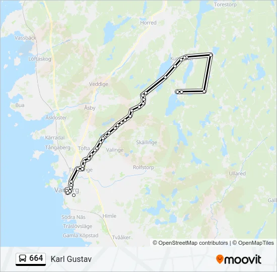 664 Bus Line Map