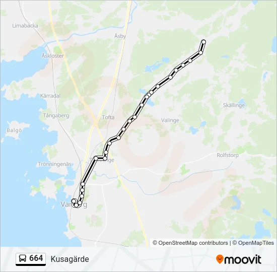664 Bus Line Map