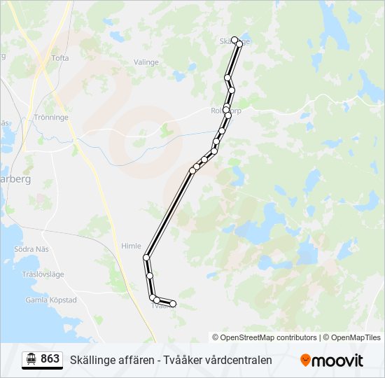 863 spårvagn Linje karta