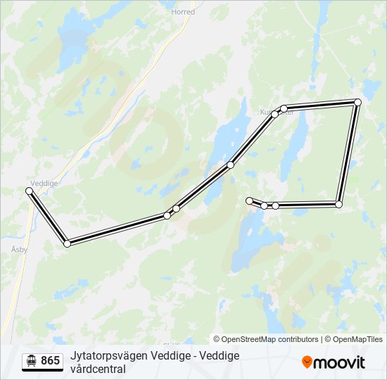 865 spårvagn Linje karta