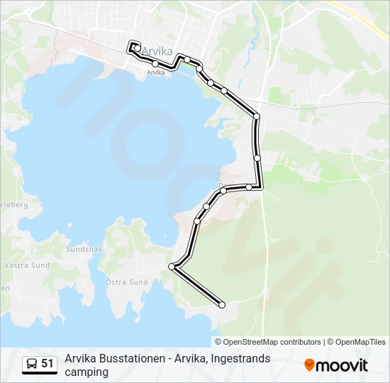 51 Bus Line Map