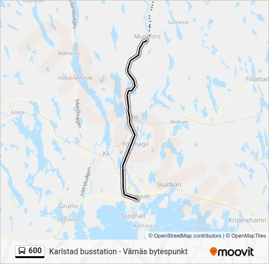 600 Route: Schedules, Stops & Maps - Munkfors Busstation (Updated)