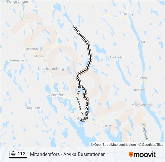 112 spårvagn Linje karta