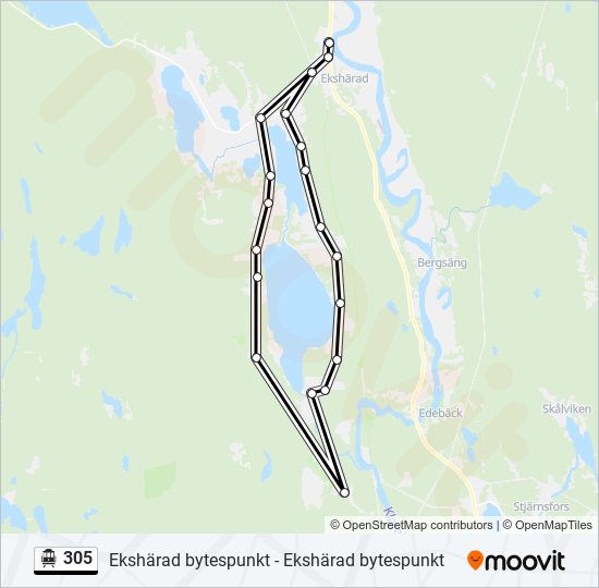 305 spårvagn Linje karta