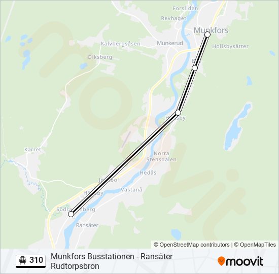 310 spårvagn Linje karta