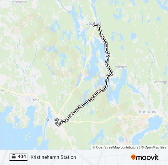 404 spårvagn Linje karta