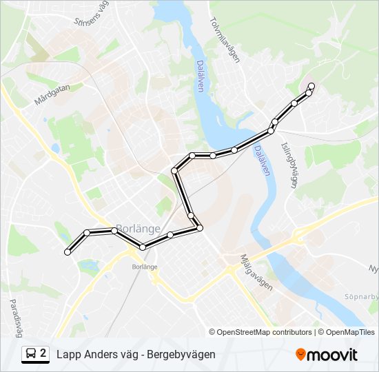 2 Route: Schedules, Stops & Maps - Borlänge Jaxrondellen (Updated)