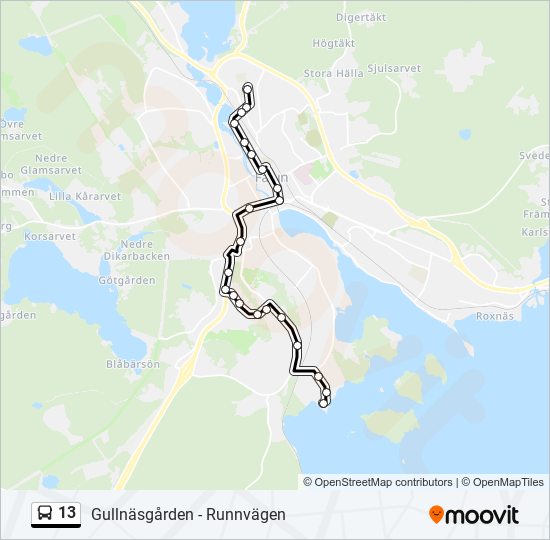 13 bus Line Map