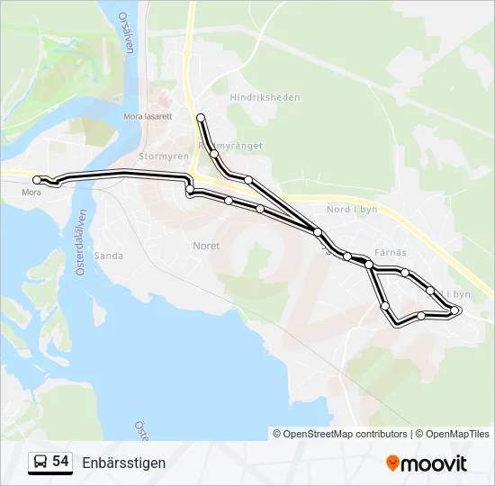 54 Bus Line Map