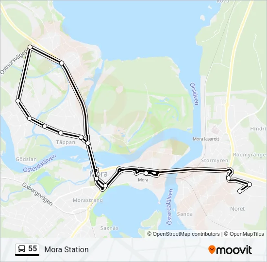 55 Bus Line Map