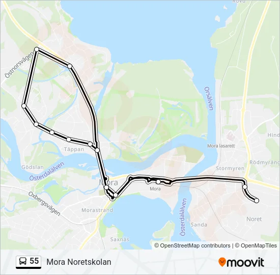 55 Bus Line Map