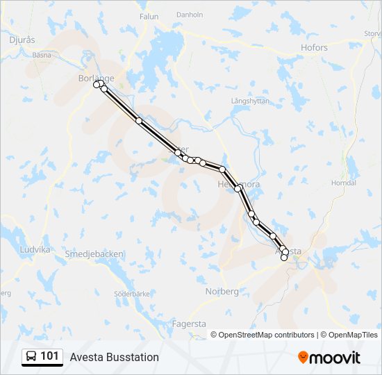 101 bus Line Map