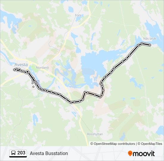 203 bus Line Map