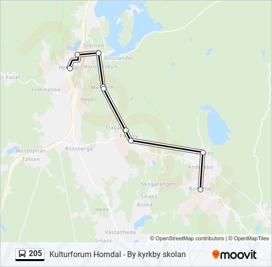 205 bus Line Map