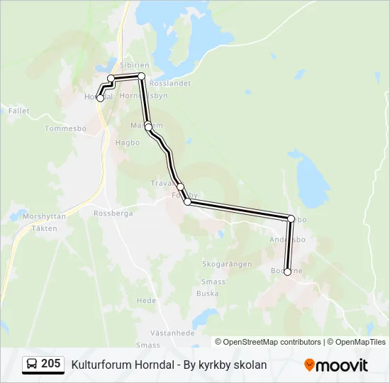 205 Bus Line Map