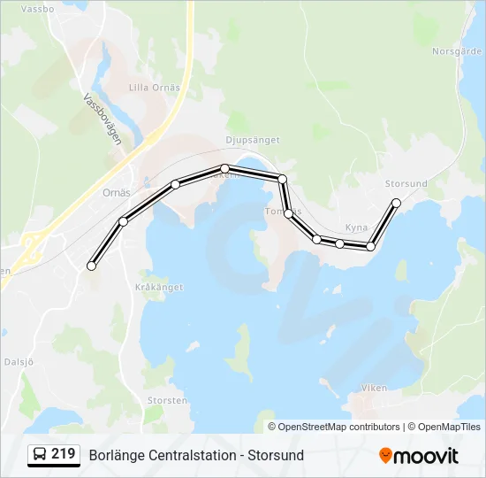 219 Bus Line Map